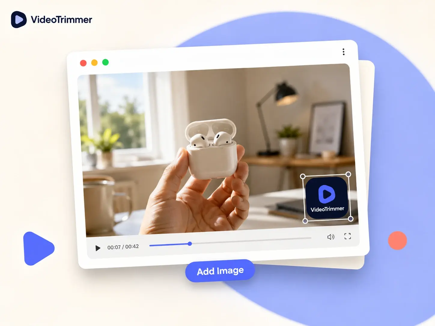 Add image to video interface overlaying a logo onto a clip