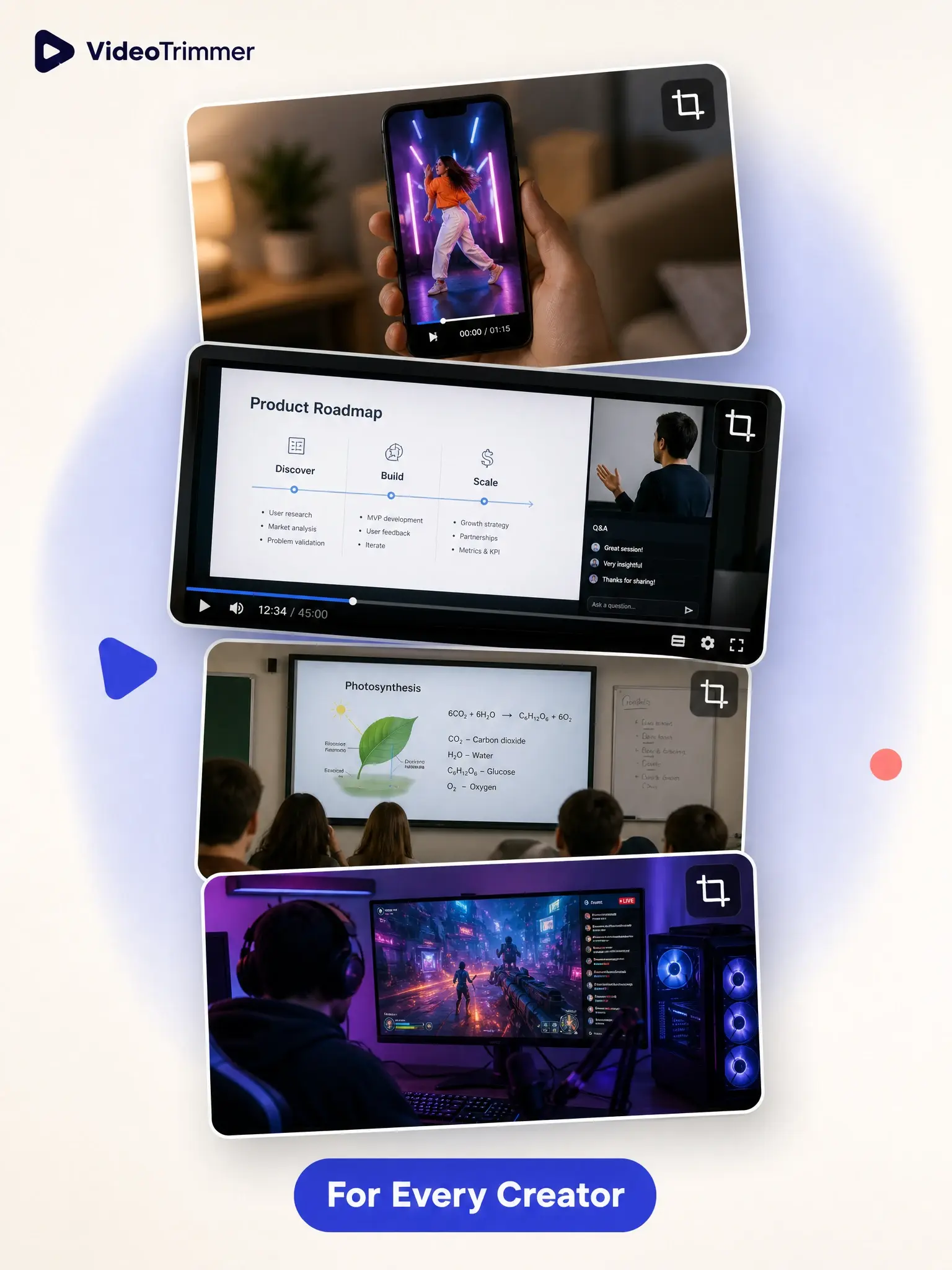 Video cropper used to reframe clips for social platforms and presentations