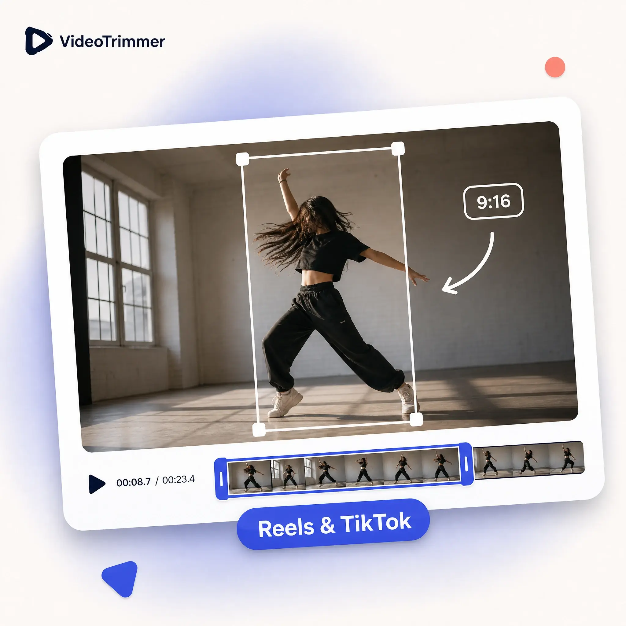 Video cropper reframing a clip to a vertical aspect ratio
