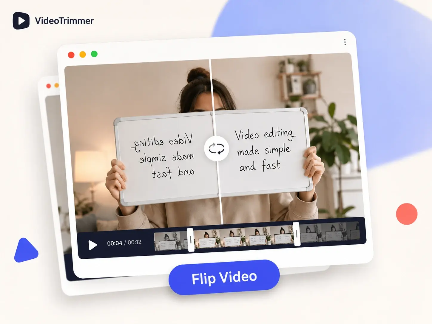 Flip video online interface mirroring a clip horizontally
