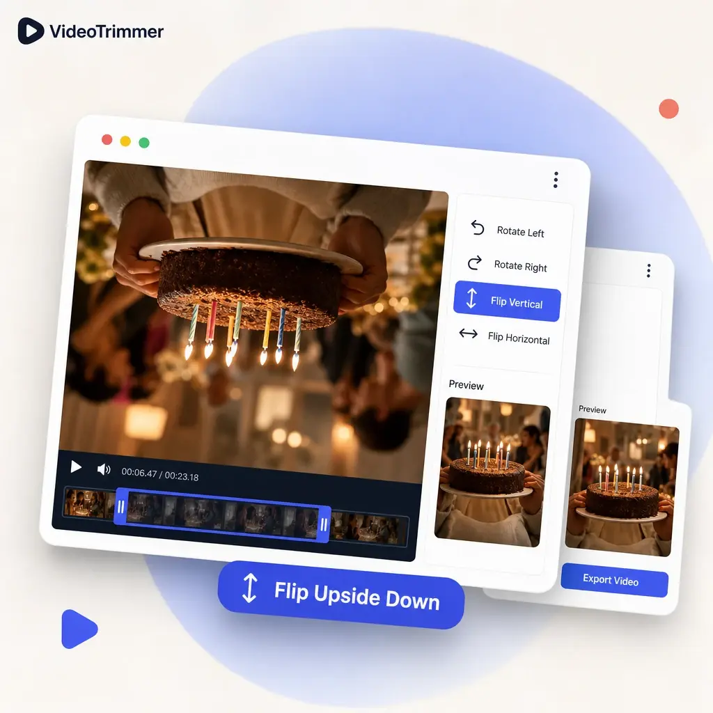 Video flip tool turning a clip upside down