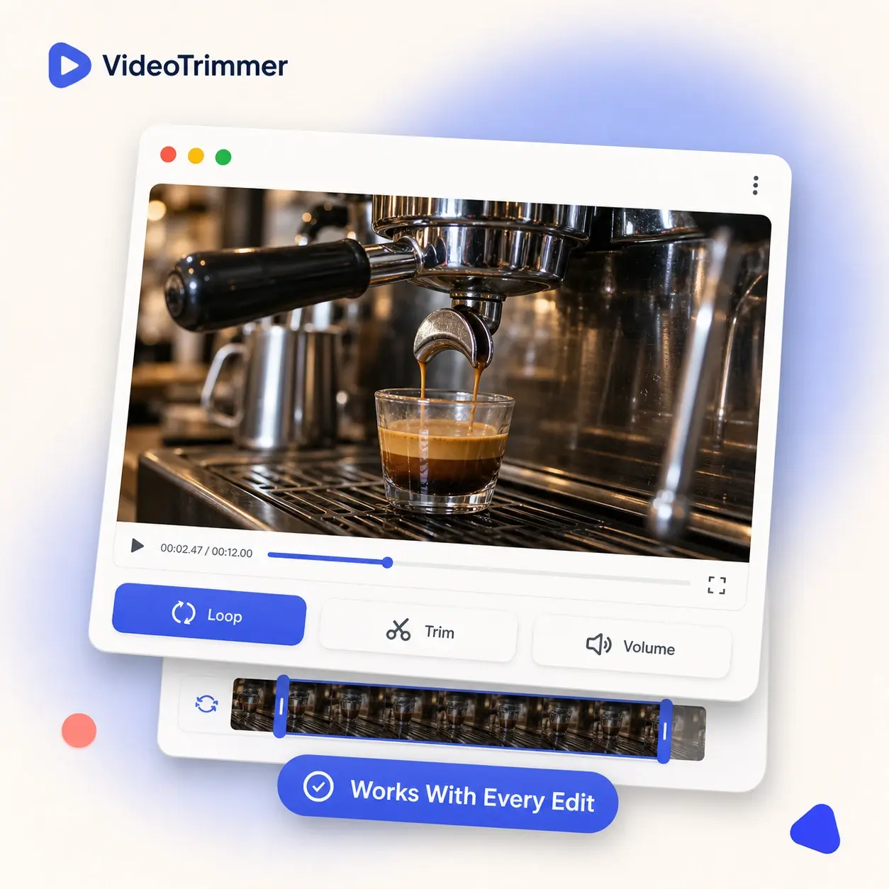 Video looper combined with trim and volume in one editor