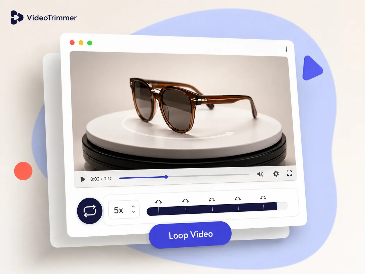 Video looper interface repeating a clip end to end