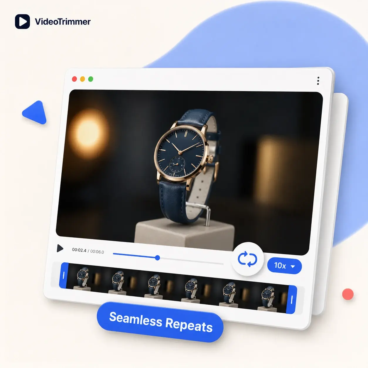 Video looper repeating a product shot seamlessly