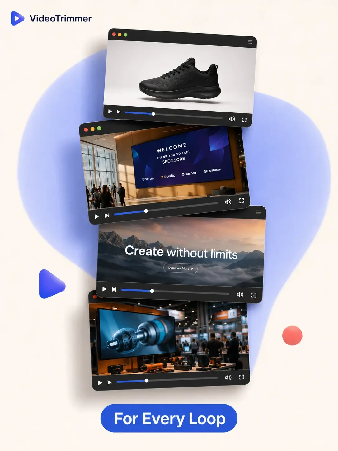 Video looper used for product pages, events, and social clips