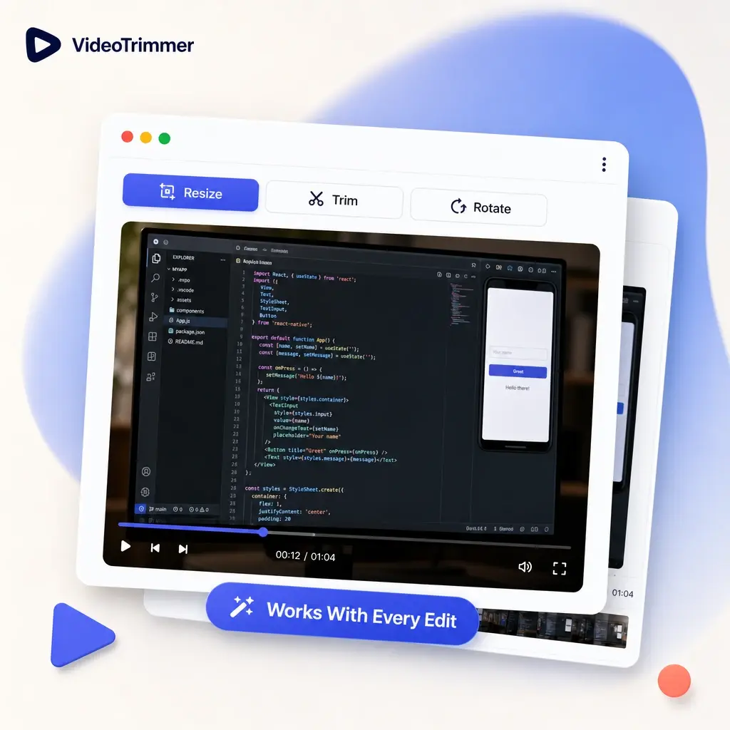 Video resizer combined with trim and rotate in one editor