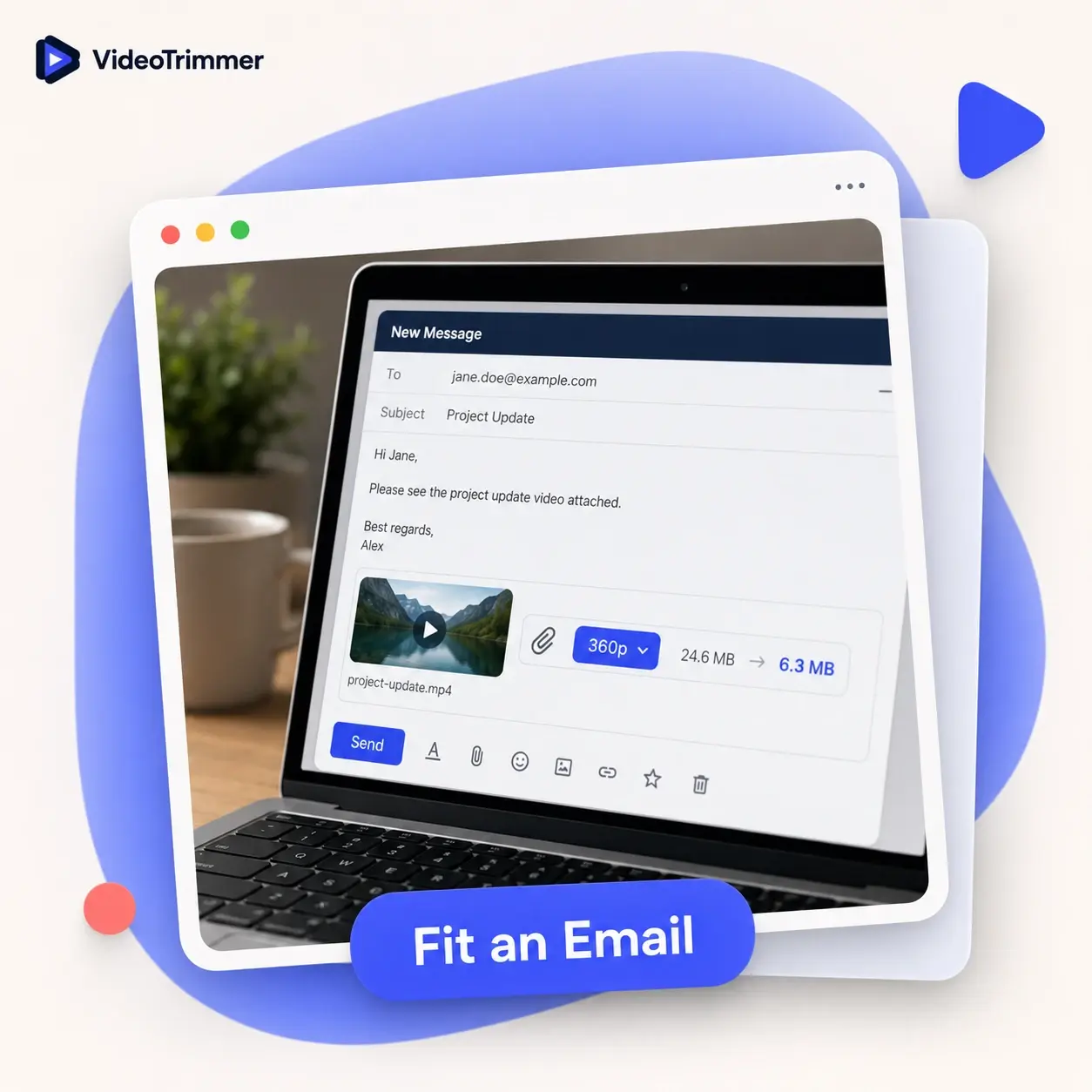 Video resizer shrinking a clip for an email attachment