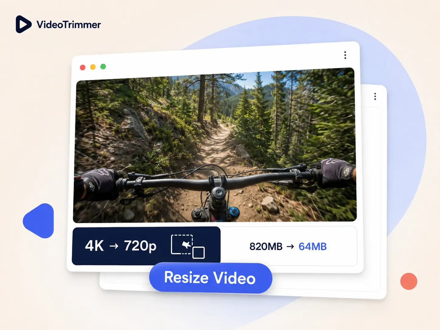 Video resizer interface scaling a clip down to a smaller resolution