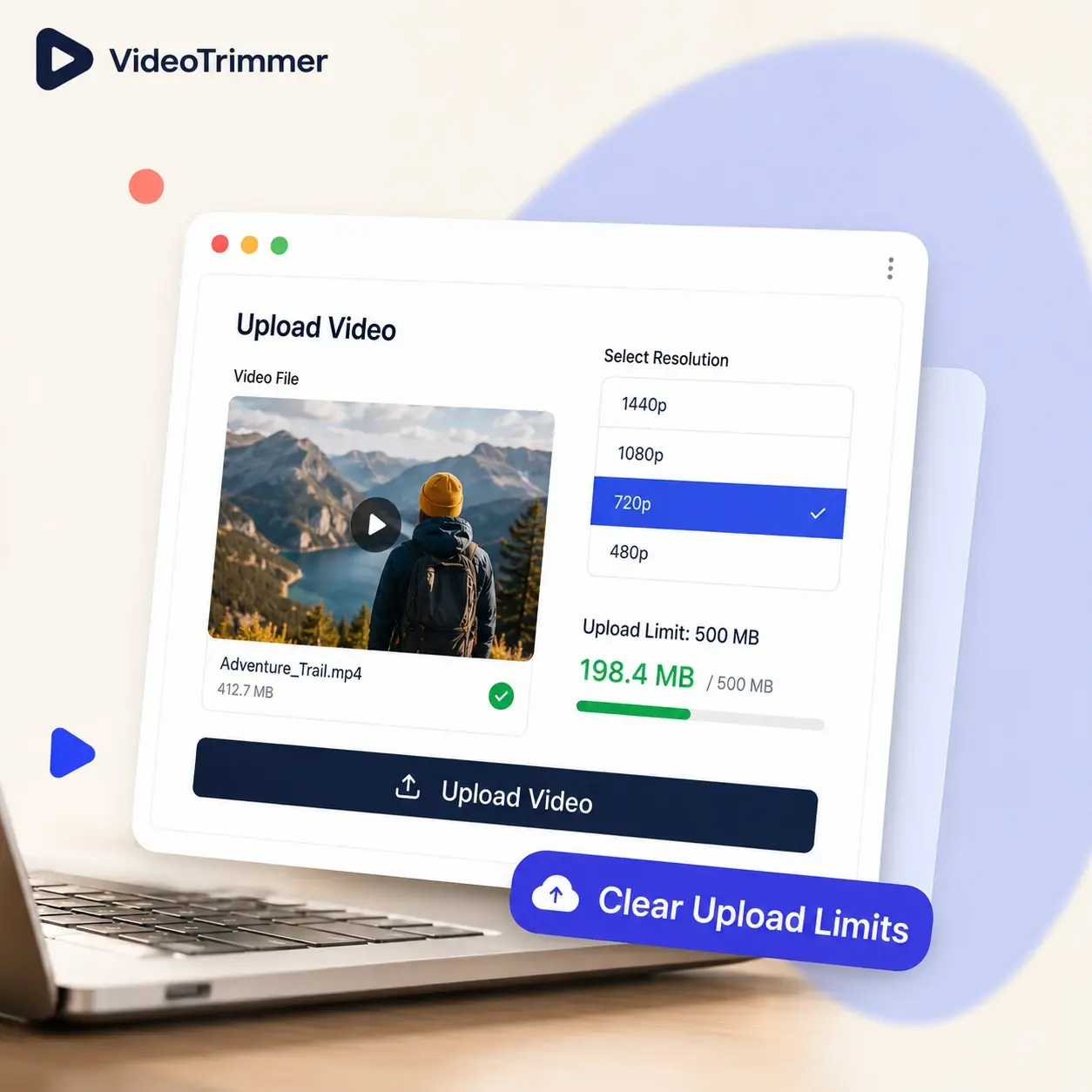 Video resizer shrinking a clip to clear an upload limit