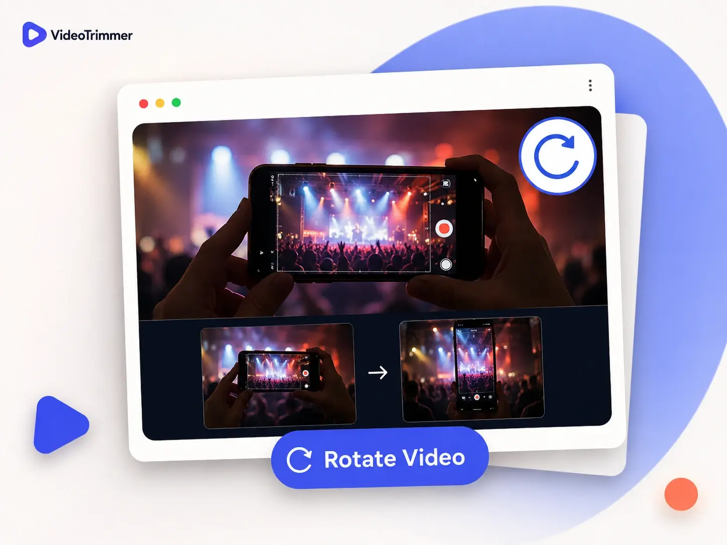 Rotate video online interface turning a sideways clip upright