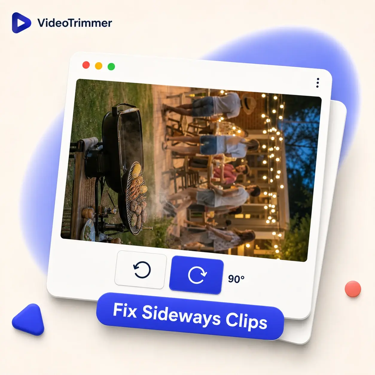 Rotate video tool turning a sideways clip upright