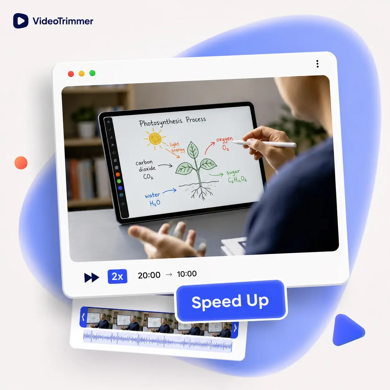 Video speed changer playing a tutorial faster
